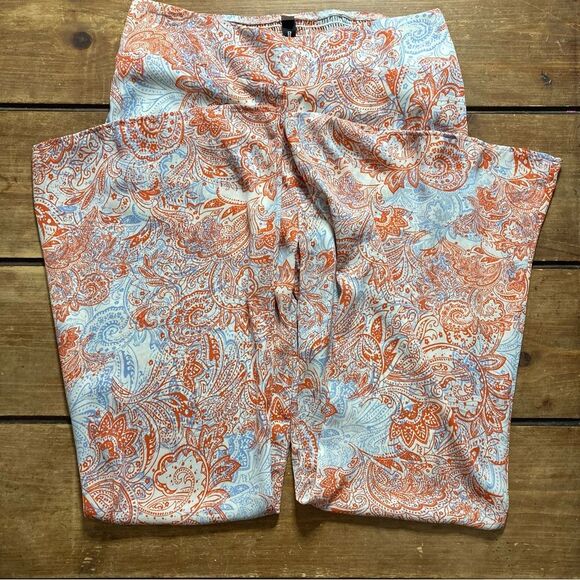 Lord & Taylor Design Lab Orange Blue White Flare Pants Medium Retro - Picture 13 of 14